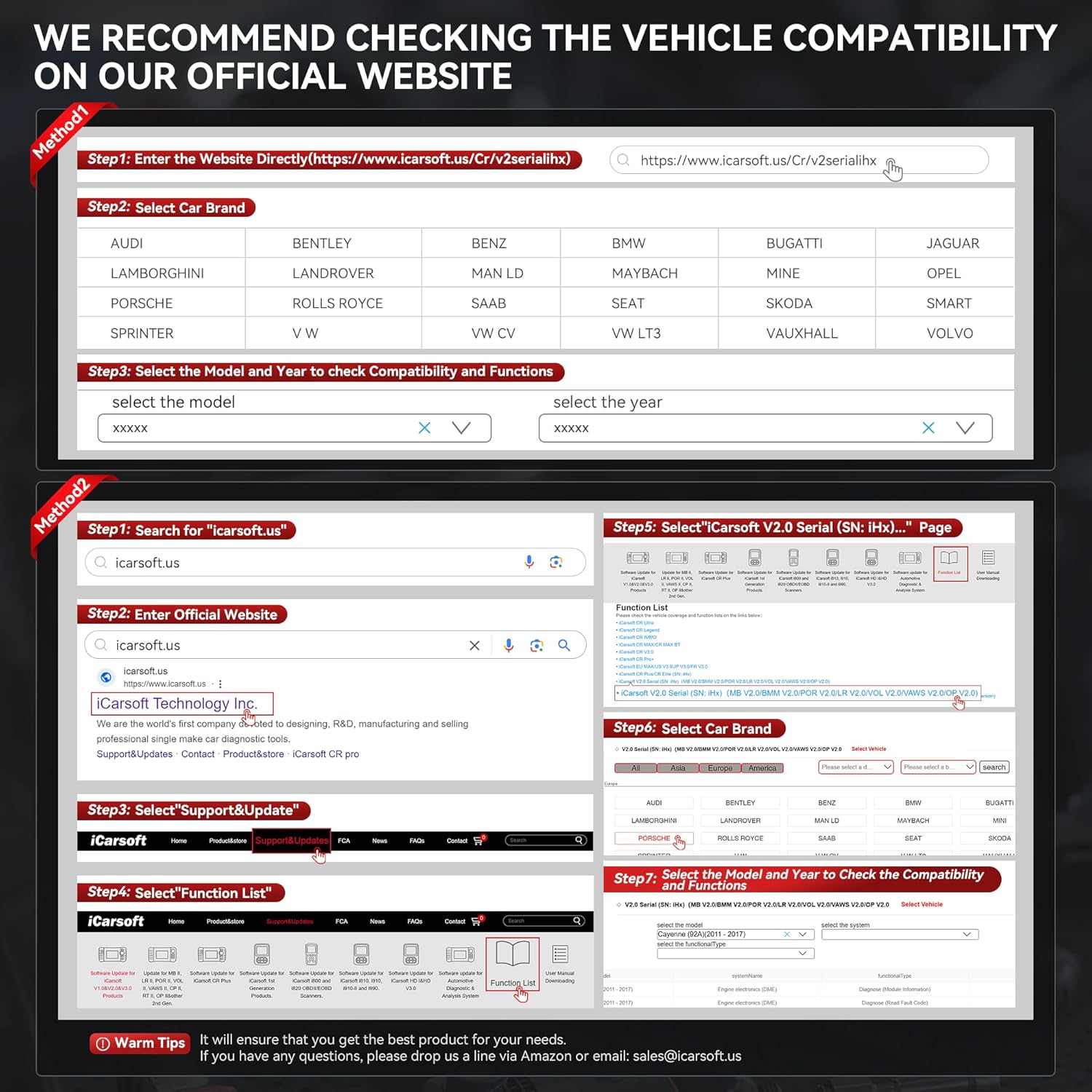 iCarsoft POR V2.0 OBD Diagnostic Tool for Porsche/Cayenne, Full Systems Diagnostic Scan Tool, OBD2 Scanner with 9 Reset Services, Oil/SAS/EPB/BMS/ETC/DP-F/BLD/INJ/TPMS, Battery Test, Free Upgrade