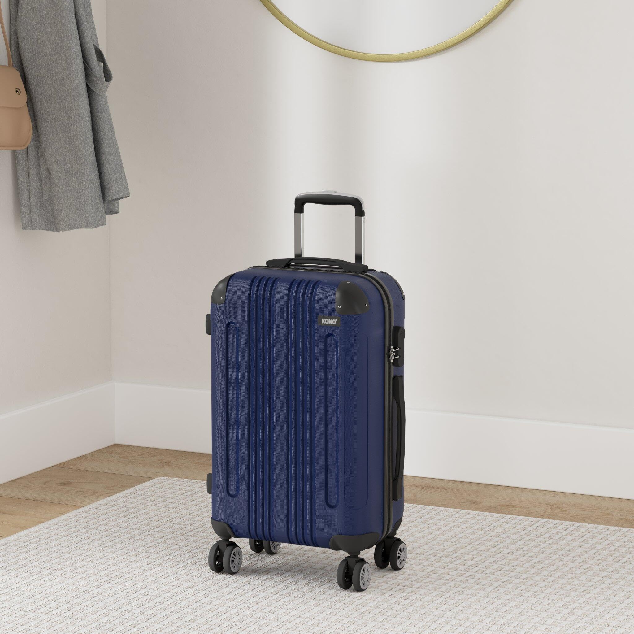 Kono 28 Inch Large Hard Shell Luggage Lightweight ABS 4 Wheels Spinner Business Trip Trolley Case Suitcase (Grey)