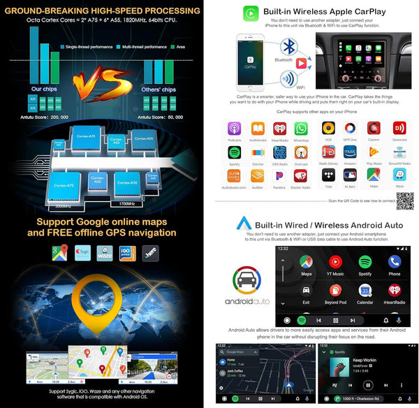 8-Core 4+64GB Android 13 Car Stereo for Porsche Cayman Boxster 718 911 981 997 Support GPS Sat Nav Carplay Android Auto DSP Bluetooth 5.0 Dual Band Wifi DAB+ TPMS DVB-T2 OBD2 PCM3.1