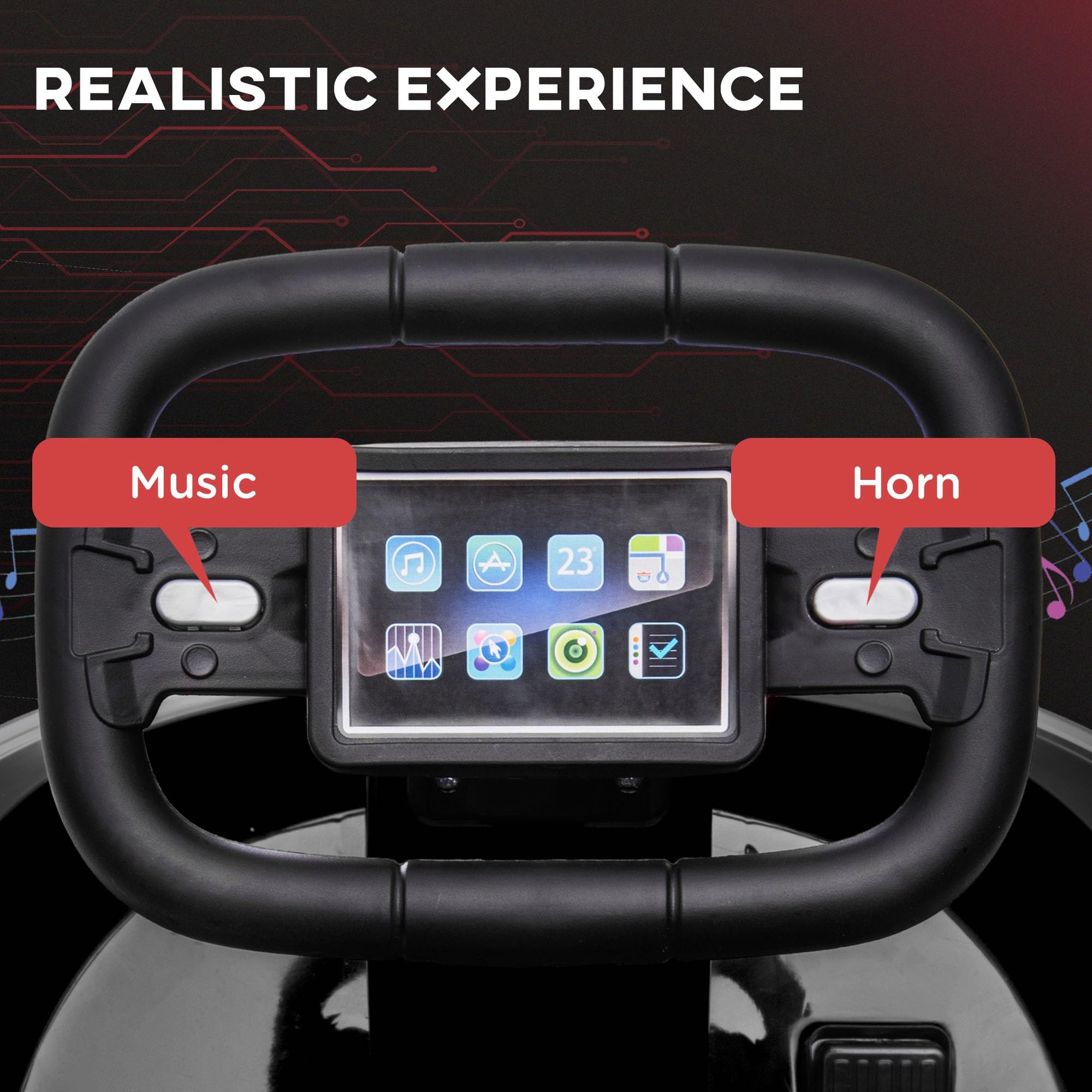 HOMCOM Kids Bumper Car 360° Rotation Spin Waltzer Car 6V Electric Ride On Car with 2 Speeds, Music, Lights for 18-48 Months - White