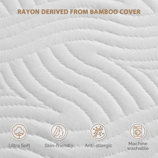 Degrees of Comfort 2 Inch Thick Memory Foam Mattress Topper Double Bed Soft Bamboo Cover for Back Pain, Mattress Topper with Anti-Slip Removable