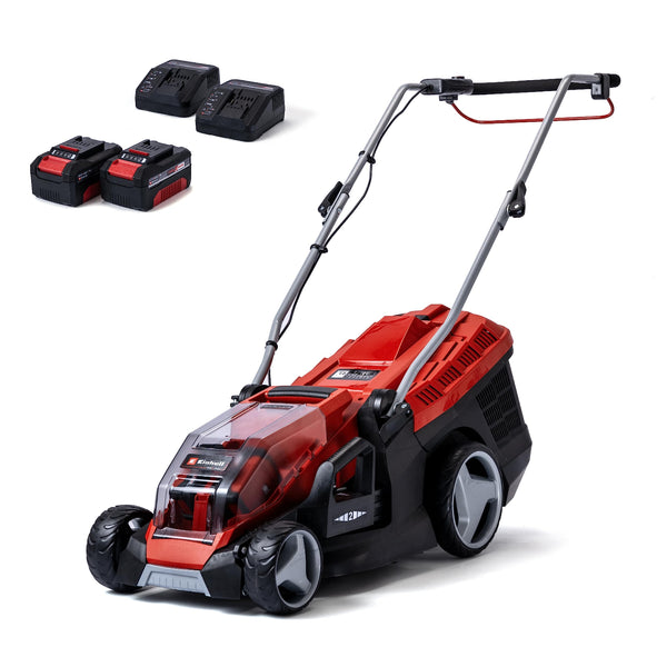 Einhell Power X-Change 36/36 Cordless Lawnmower With Battery (x2) and Charger (x2) - 36V Brushless Motor, 36cm Cutting Width, 40L Grass Box, 6 Cutting Heights - GE-CM 36/36 Li Electric Lawn Mower