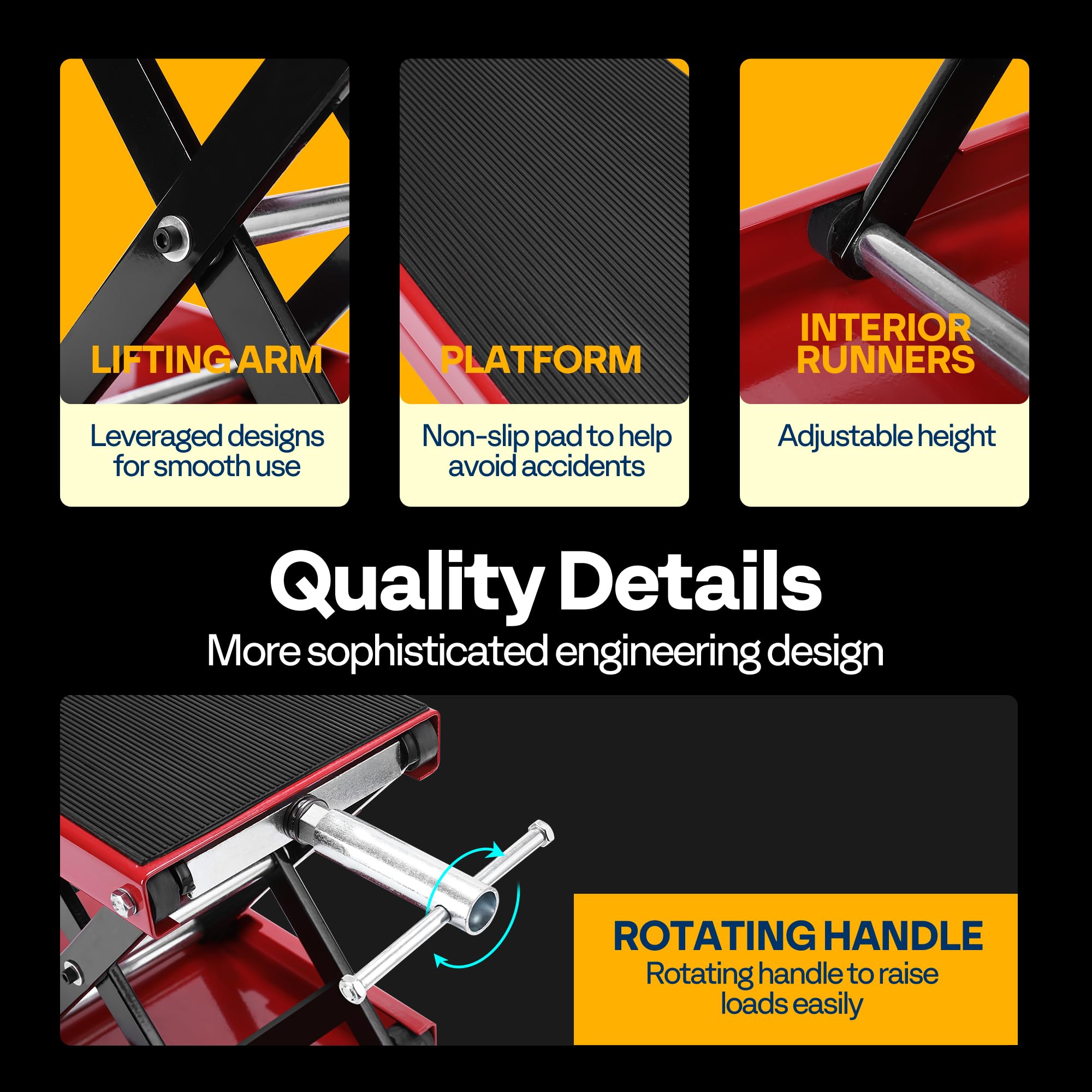 VIVOHOME Motorcycle Scissor Lift Jack Height Adjustable Heavy Duty Steel with Anti Slip Wide Deck Hoist Crank Center Stand 500KG Capacity for Motorcycles, ATVs, Dirt Bikes