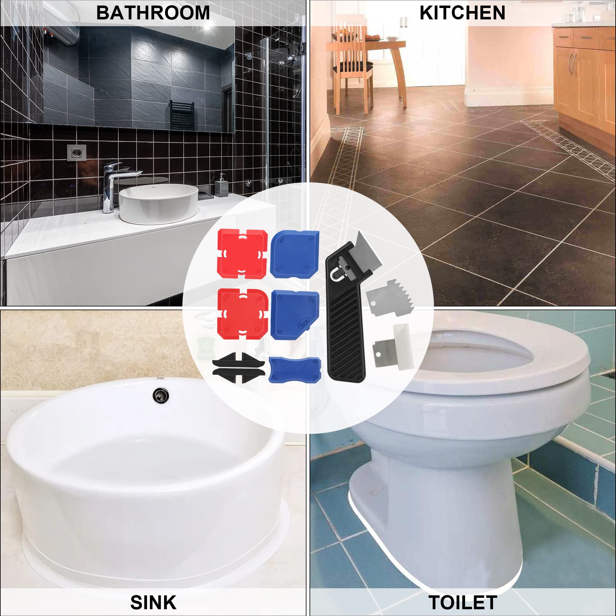 iLitLuk Drip-Free Caulking Gun Ratchet Rod Caulk Gun Applicator 15:1 Thrust Ratio Labor-Saving Lightweight Nylon Frame Cartridge Gun for 10oz/300ml Standard Caulk Tubes with Silicone Finishing Tools