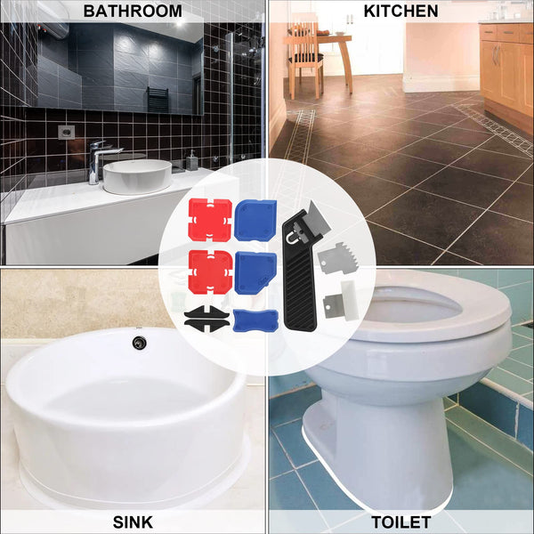 iLitLuk Drip-Free Caulking Gun Ratchet Rod Caulk Gun Applicator 15:1 Thrust Ratio Labor-Saving Lightweight Nylon Frame Cartridge Gun for 10oz/300ml Standard Caulk Tubes with Silicone Finishing Tools