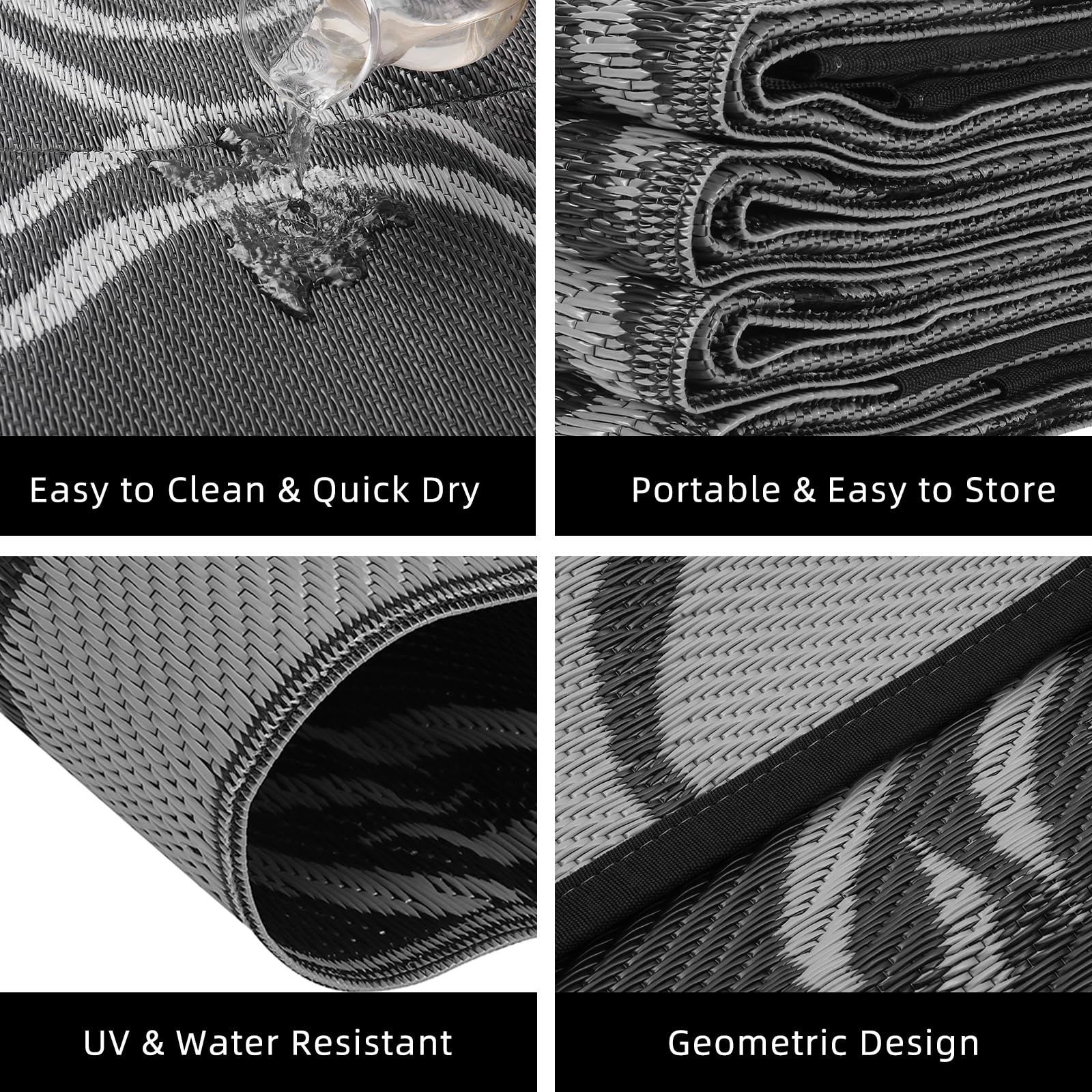 Enipate Outdoor Rugs for Garden Patios, 5x8ft Plastic Weatherproof Woven Picnic Blankets, Reversible & Easy Cleaning Deck Carpet Camping Mats