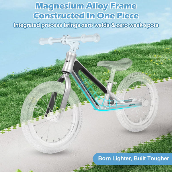CHOLY 14 Inch Balance Bike for 3,4,5,6 Year Old Boys Girls, No Pedal Kids Bike with Adjustable Seat, Air Tires and Magnesium Alloy Frame, Lightweight Children's Traing Bicycle
