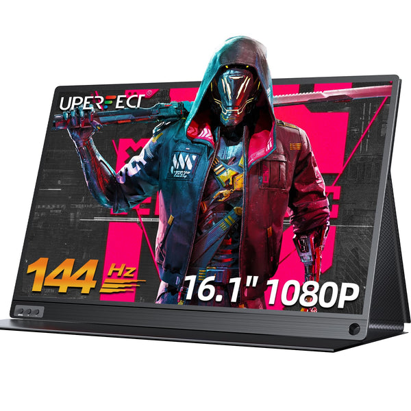 UPERFECT Portable Monitor 18.5 Inch 120Hz，Portable Gaming Monitor 1080P FHD 100% sRGB Matte Screen, IPS HDR FreeSync Speaker HDMI USB C Monitor, VESA & Smart Cover