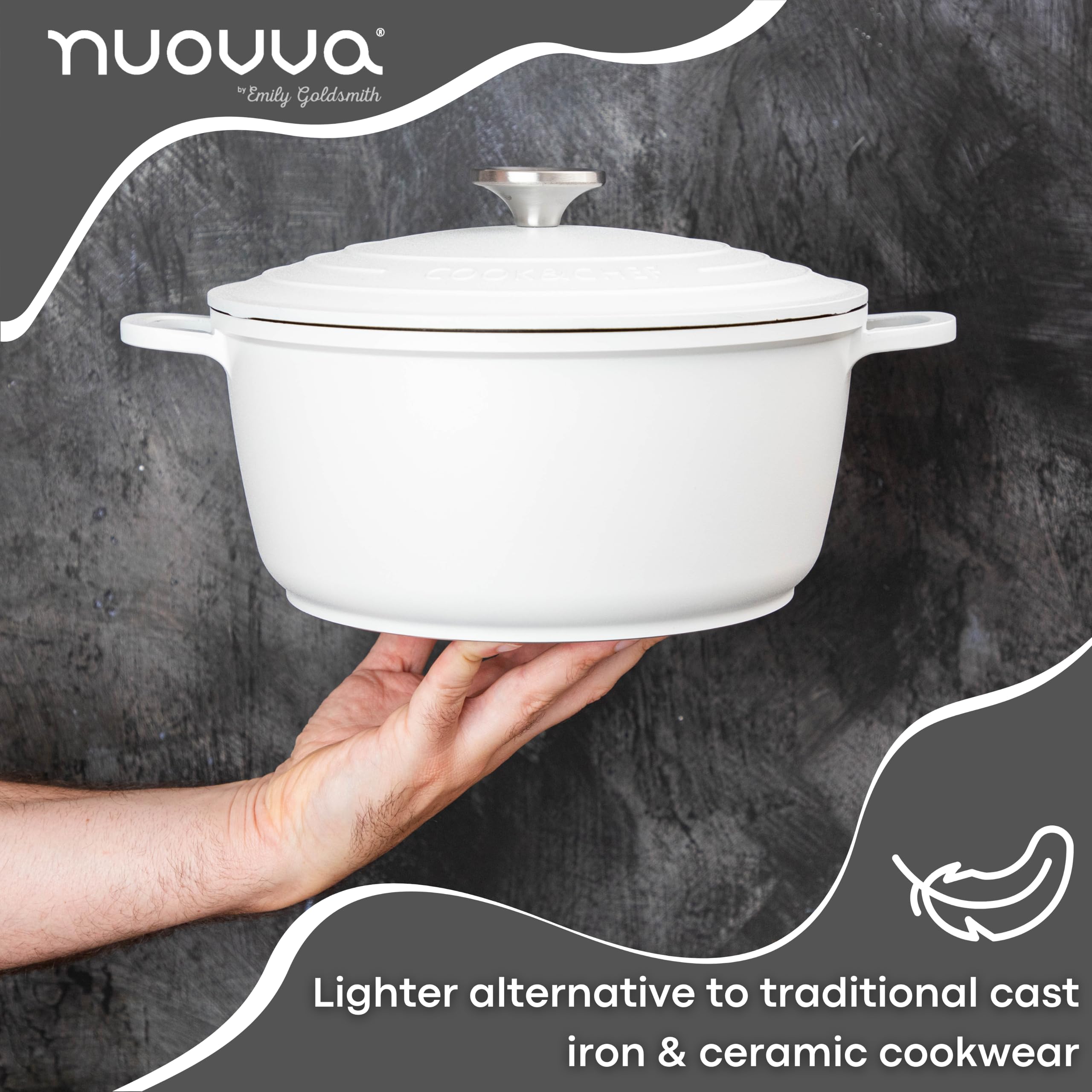 Casserole Dishes with Lid Oven Proof  Non Stick Deep Dutch Oven  Induction Cooking Pot  Oven Safe Aluminium Stockpot  4L, 24cm, Cream  by Nuovva
