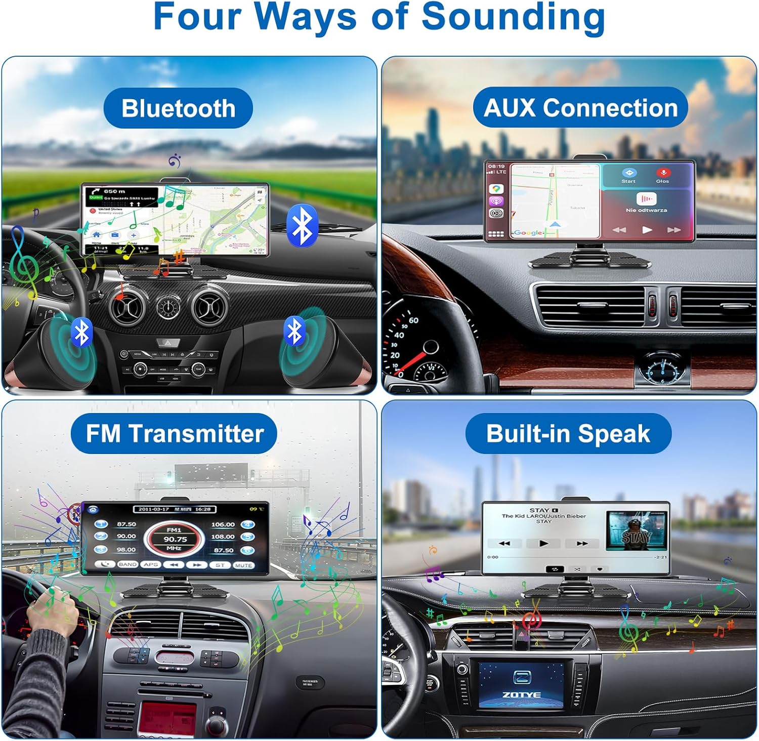 Wireless Car Stereo for Apple Car Play Android Auto with 4K Dash Cam Front, 10.26" Touch Screen CarPlay Radio, Loop Recording,1080P Rear Camera, Mirror Link,GPS Navigation,Bluetooth,64G TF,Siri/FM