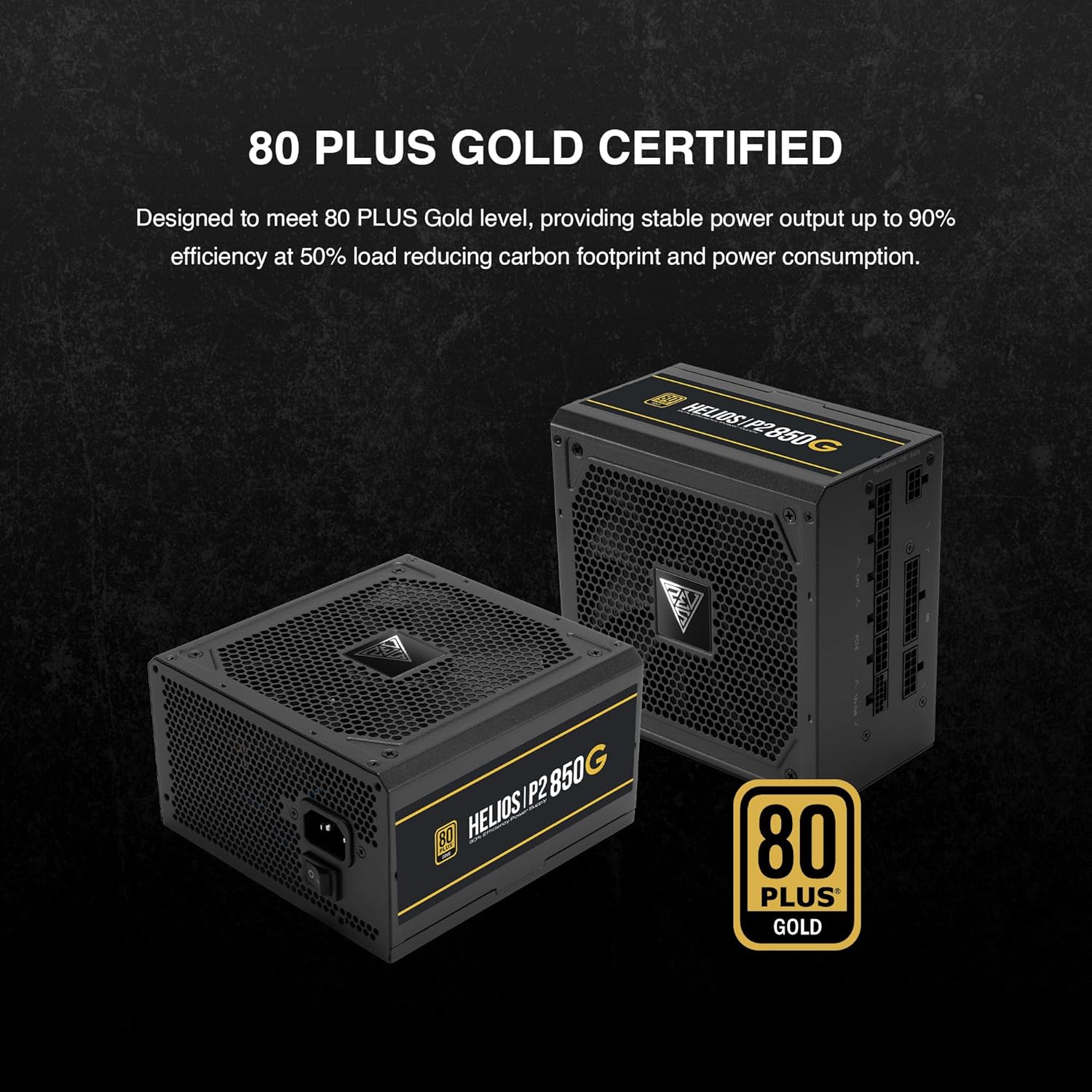 GAMDIAS HELIOS P2-750G Low-Noise ATX PC Power Supply, 80 PLUS Gold Non-Modular Computer PSU, ATX 3.1 & PCIe Gen 5.1 Ready, Native 12VHPWR Cable, Full DC-DC, LLC Resonant Circuit Design, Black