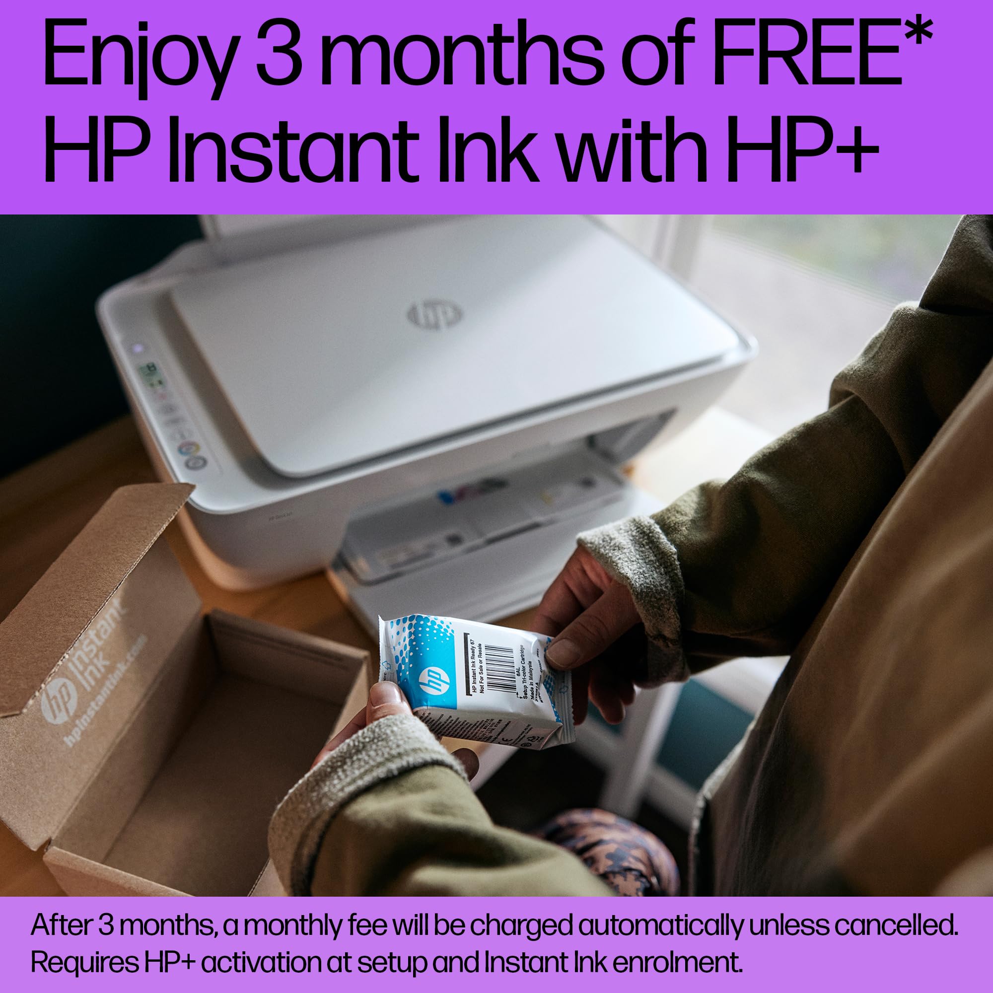 HP DeskJet 2820e All in One Printer | Perfect for Home | Colour | Wireless | Print, Scan & Copy | 5 Months of Instant Ink limited time only | Easy Setup & Reliable Wi-Fi| Cement