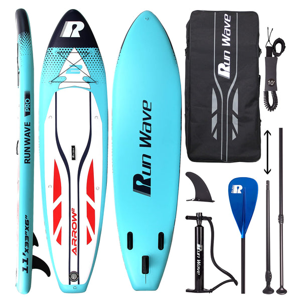 Runwave Inflatable Stand Up Paddle Board 11'×33''×6''(6'' Thick) Non-Slip Deck with Premium SUP Accessories | Wide Stance, Bottom Fins for Surfing Control | Youth Adults Beginner