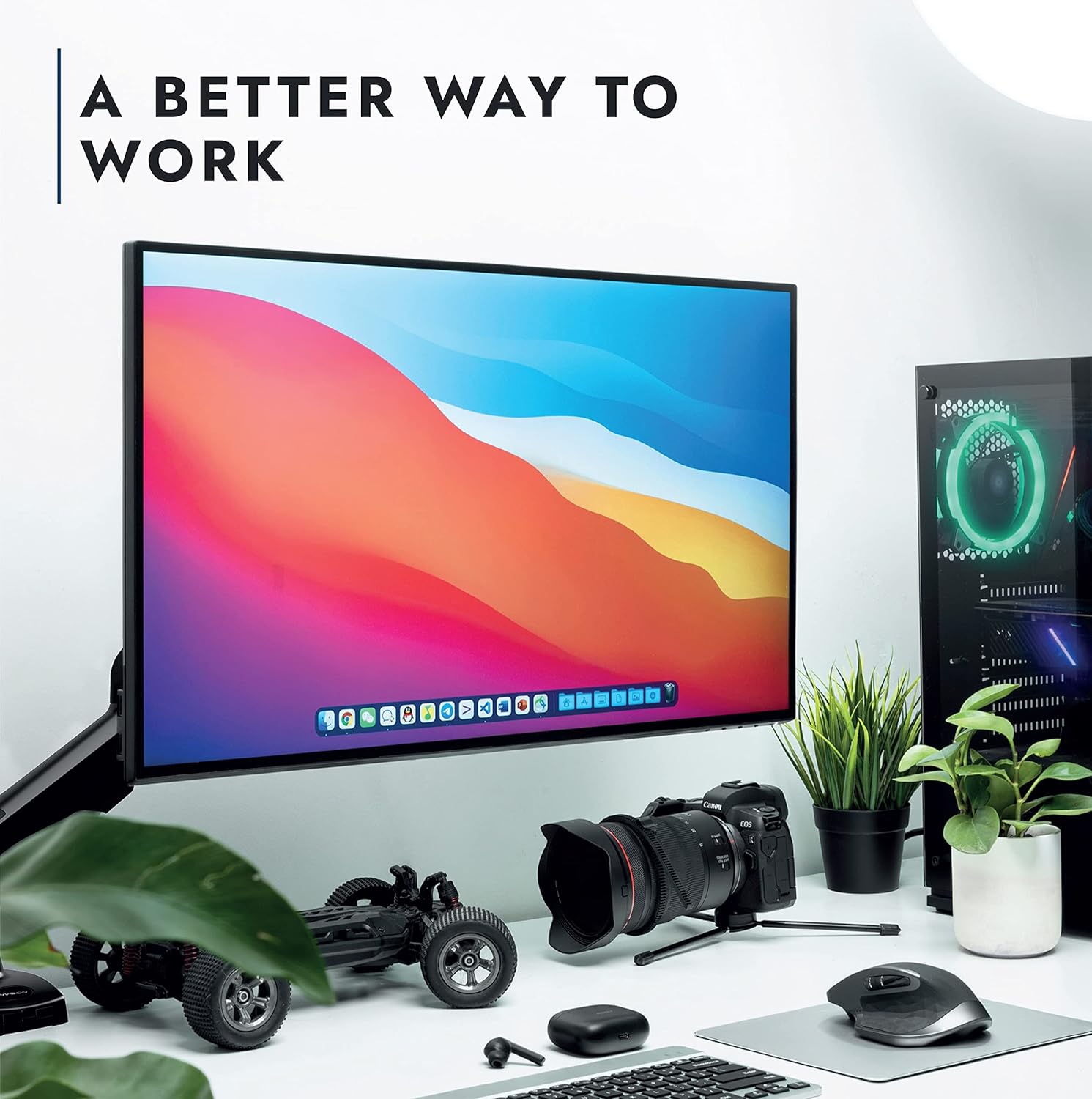 Invision Single Monitor Arm Desk Mount for 19-32 Inch Screens - VESA 75/100mm Stand Desk Clamp - Tool Free Height Adjustment with Tilt Swivel Rotate - Increased Load Capacity from 2-9kg (MX200)