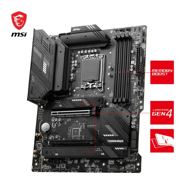 MSI B760 GAMING PLUS WIFI DDR4 Motherboard, ATX - Supports Intel 14th, 13th & 12th Gen Core Processors, LGA 1700 - DDR4 Memory Boost 5333+MHz/OC, 1x PCIe 4.0 x16, 2 x M.2 Gen4, 2.5G LAN, Wi-Fi 6E