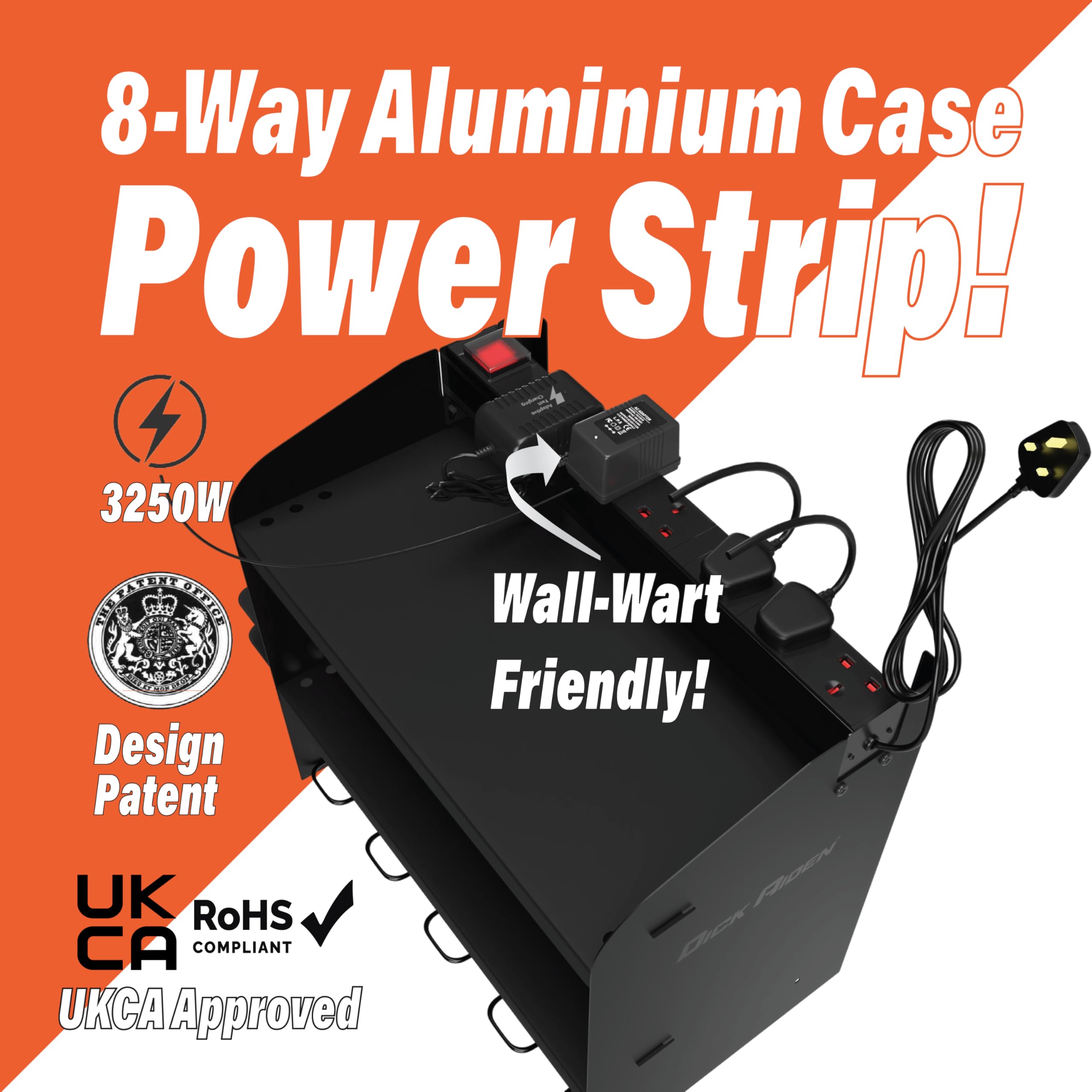 Toolganize Power Tool Organiser, Storage Rack with Power Strip Charging Station, Heavy-Duty for Workshop & Garage Tools - 4 Slot, Milwaukee Red.