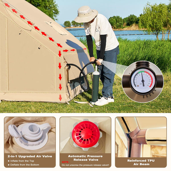 Ytaoeo Inflatable Tent Outdoor camping tent Inflatable camping tent made of waterproof Oxford fabric Air glamping tents for 4 seasons campings