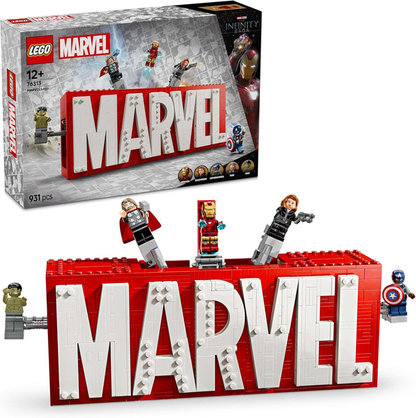 LEGO Marvel: MARVEL Logo & Minifigures - Super-Hero Building Toy with 5 Characters incl. Iron Man, Thor, Black Widow & Hulk - Avengers Gift for 12+ Year Old Boys, Girls & Teens 76313