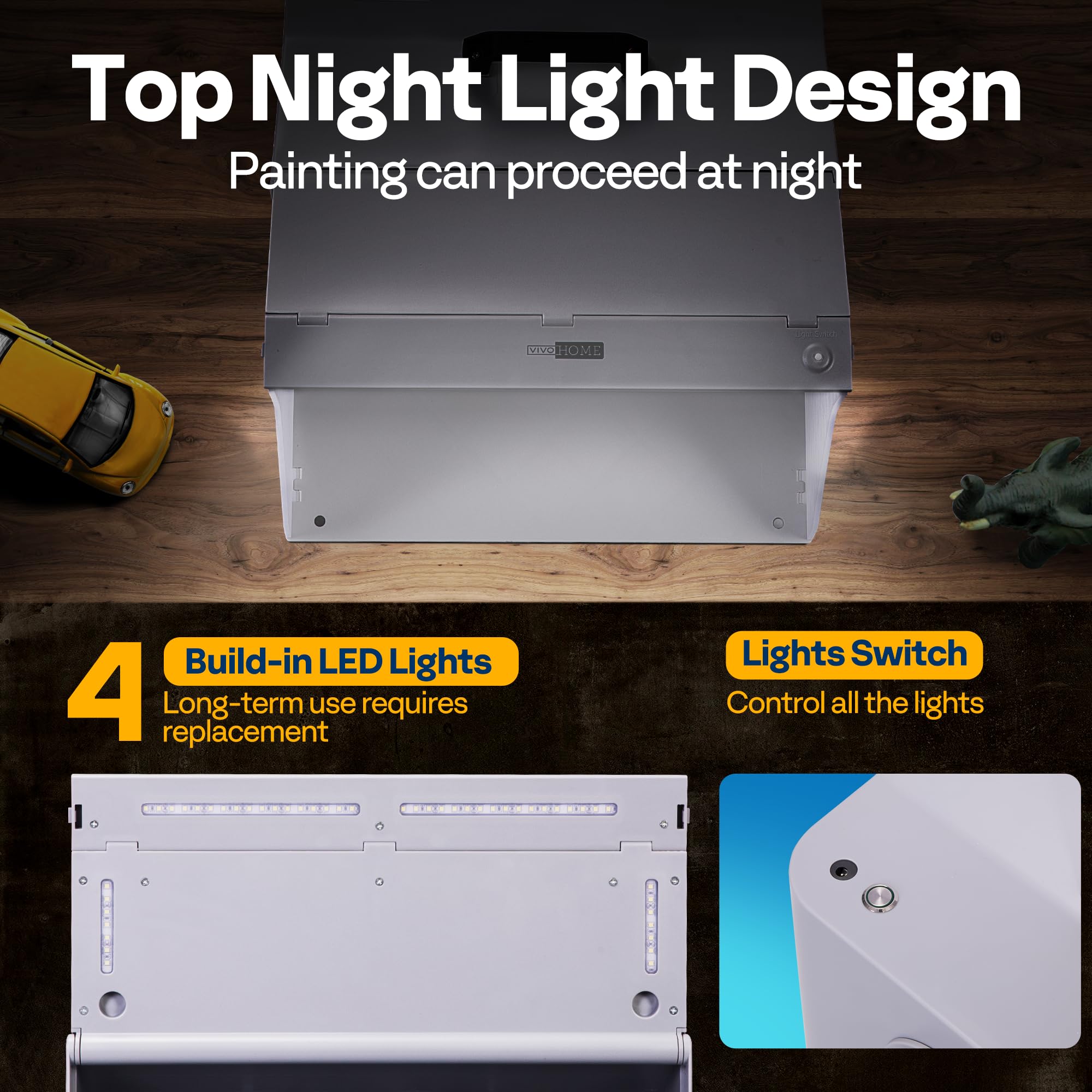 VIVOHOME Dual Fans Airbrush Paint Spray Booth with 4 LED Lights Turn Table and Filter Hose, Portable Airbrush Booth for Painting Model Craft