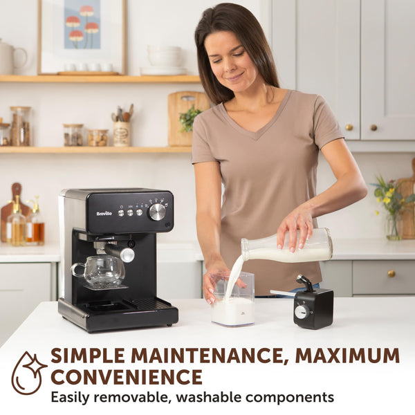 Breville One-Touch CoffeeHouse Coffee Machine | Espresso, Cappuccino & Latte Maker | 19 Bar Italian Pump | Automatic Milk Frother | ESE Pod Compatible | Black [VCF107]