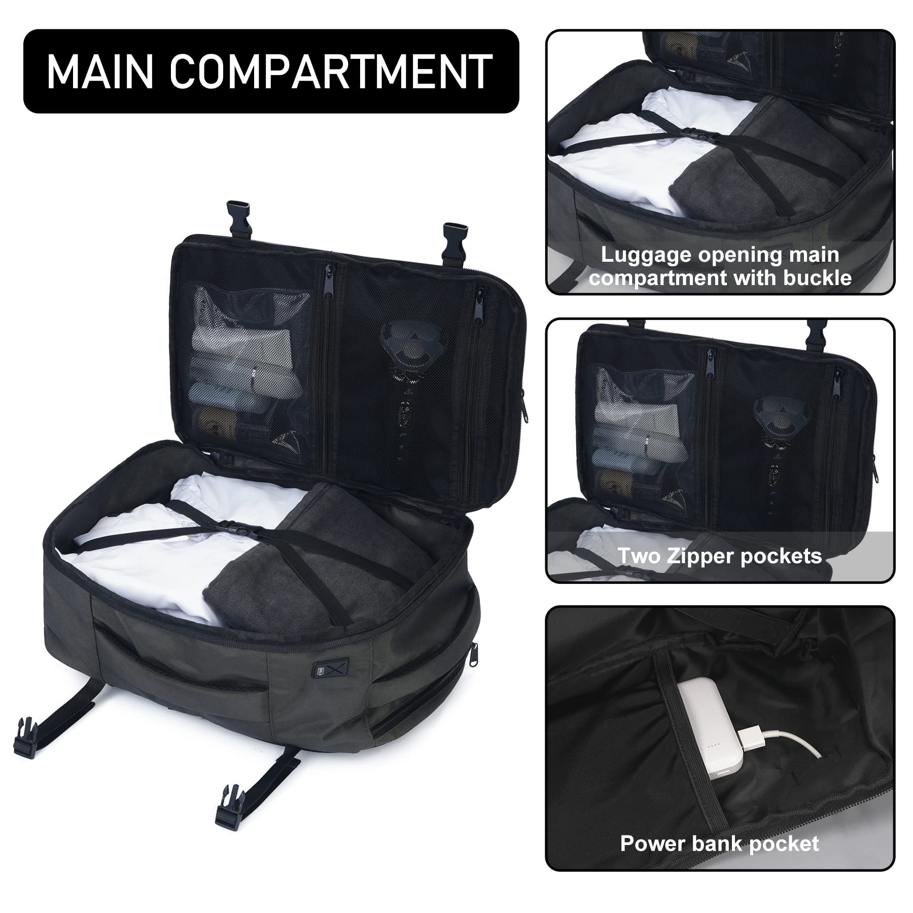 ECOHUB Easyjet Cabin Bag 45x36x20 Underseat Backpack Travel Rucksack 13 Pocket Hand Luggage Waterproof Recycled PET Eco Friendly Carry On Bag for Women & Men 30L Pink