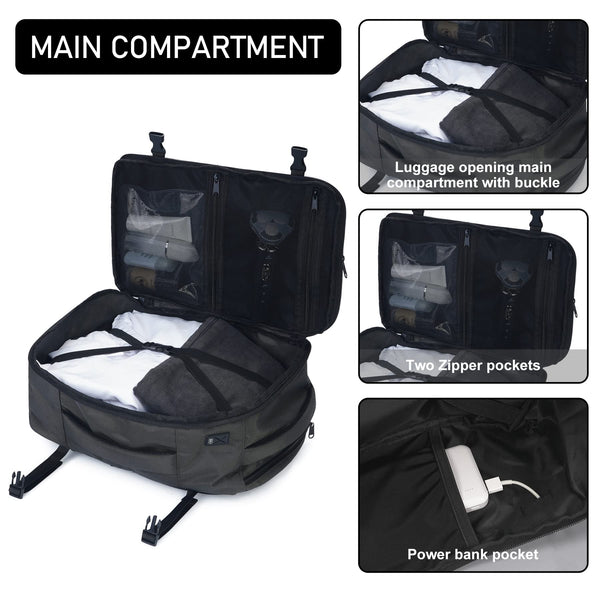 ECOHUB Easyjet Cabin Bag 45x36x20 Underseat Backpack Travel Rucksack 13 Pocket Hand Luggage Waterproof Recycled PET Eco Friendly Carry On Bag for Women & Men 30L Pink