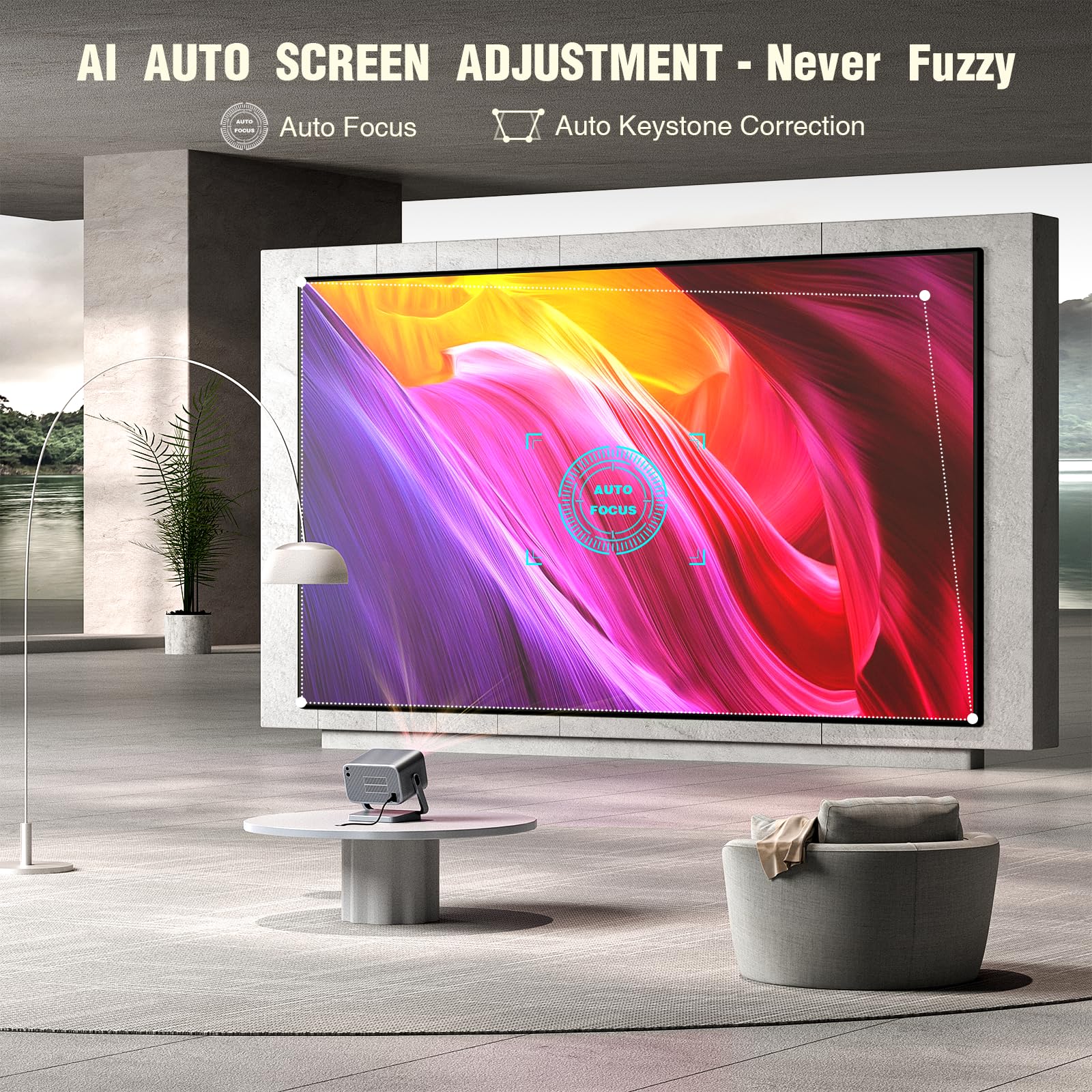 【Netflix Officially & Dolby Audio】Smart 4K Projector, Auto Focus & Keystone, VOPLLS 700 ANSI Full HD 1080P WiFi 6 Bluetooth Portable Projector, 60Hz Home Cinema Projectors for iOS/Android/Outdoor