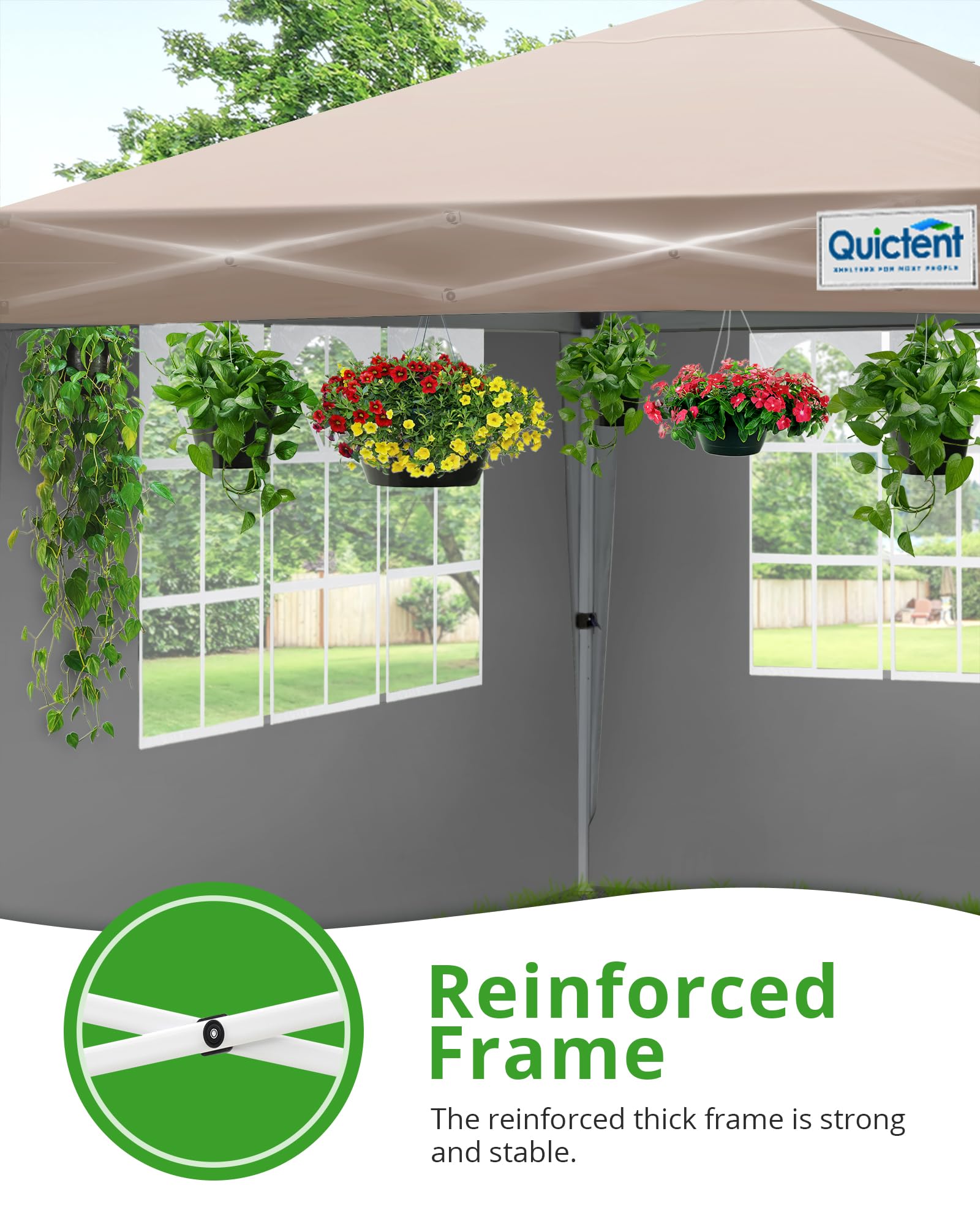 Quictent Pop Up Canopy Gazebo with Removable Sidewalls, Adjustable Height Event Shelter, 3x3m (10x10ft) Portable Tent for Garden Party, Camping, White