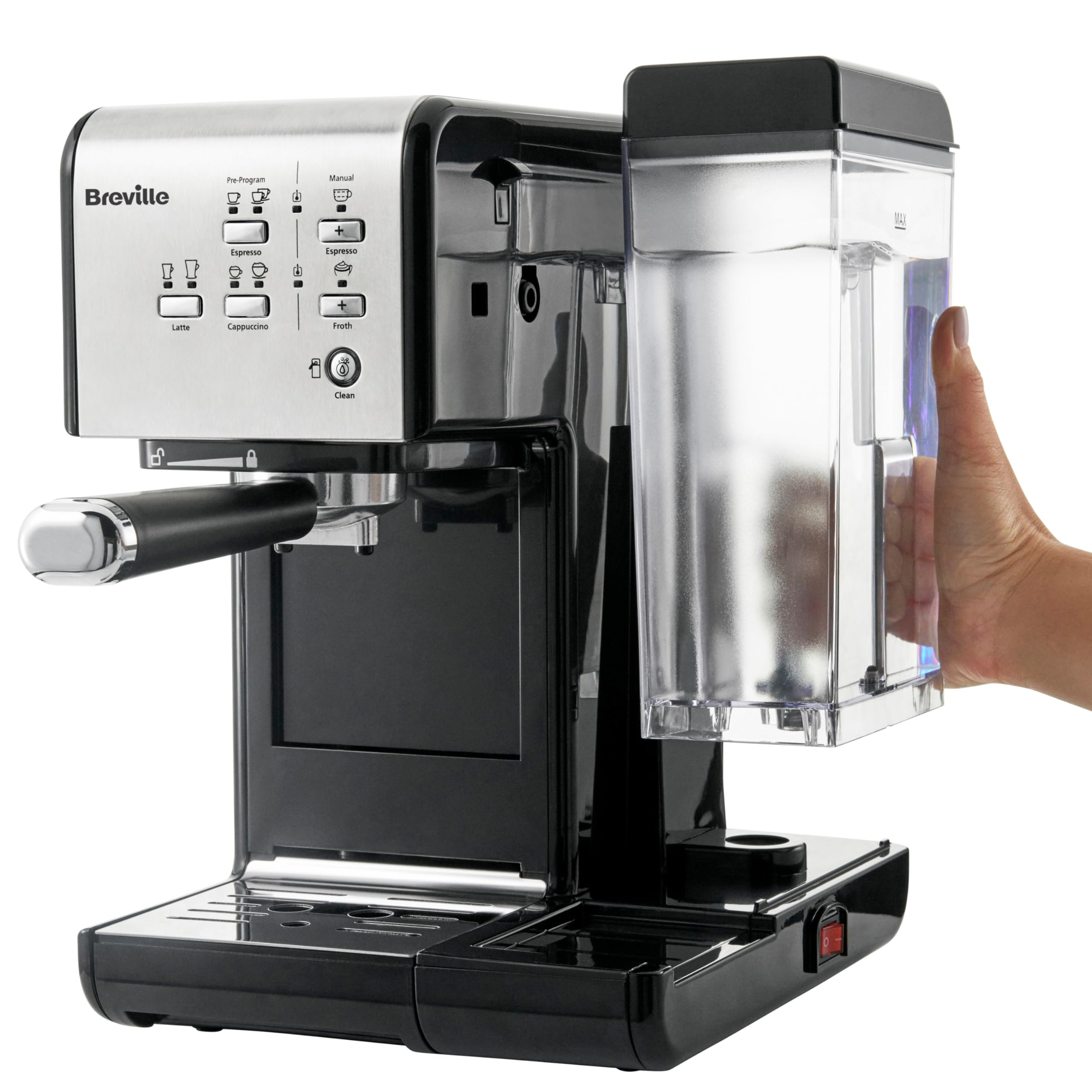 Breville One-Touch CoffeeHouse Coffee Machine | Espresso, Cappuccino & Latte Maker | 19 Bar Italian Pump | Automatic Milk Frother | ESE Pod Compatible | Black [VCF107]