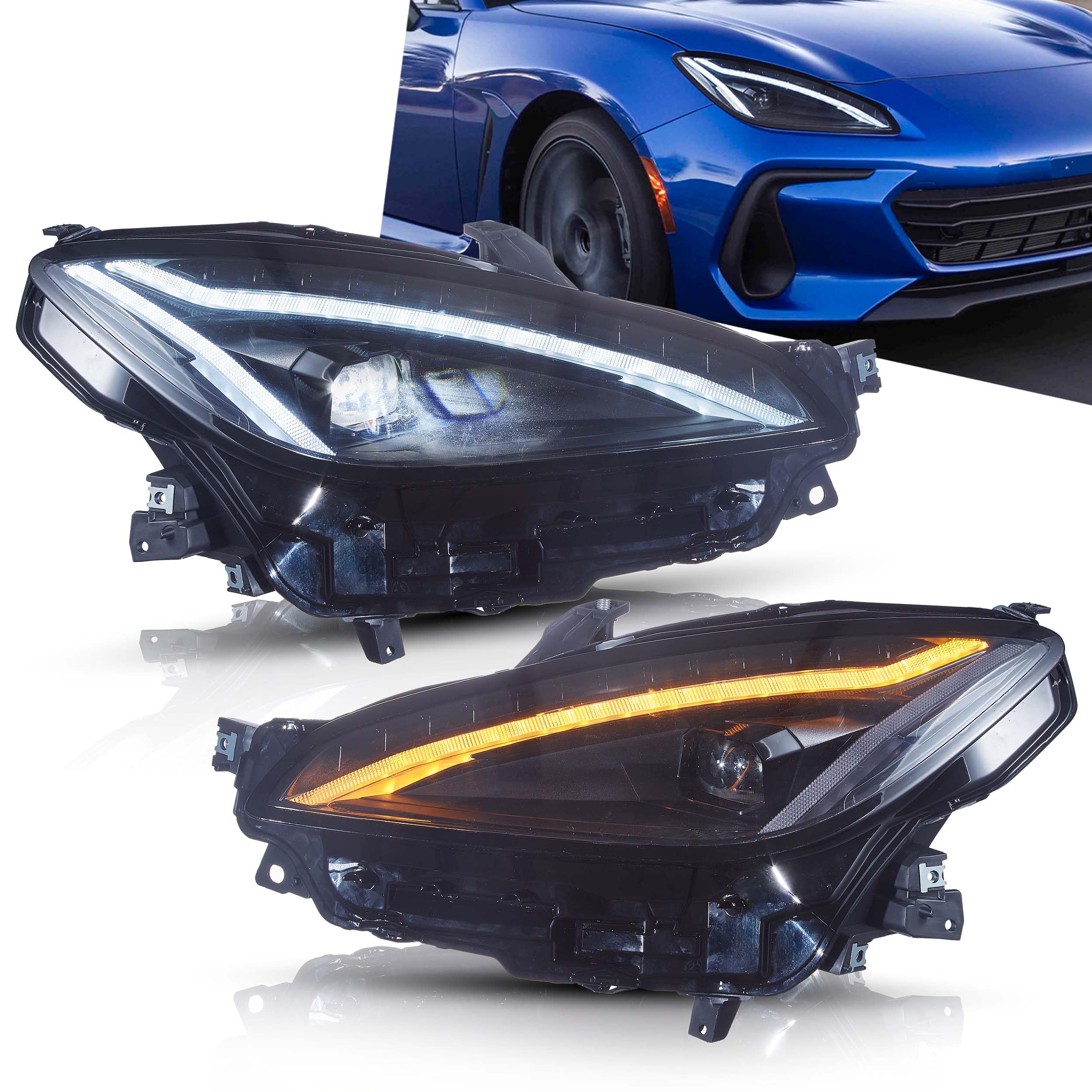 VLAND LED Tail Lights Compatible with Toyota 86 GT86 2012-2020/Subaru BRZ 2013-2020/Scion FR-S 2013-2020, Full LED Rear Light with Sequential Indicator, Red White Lens