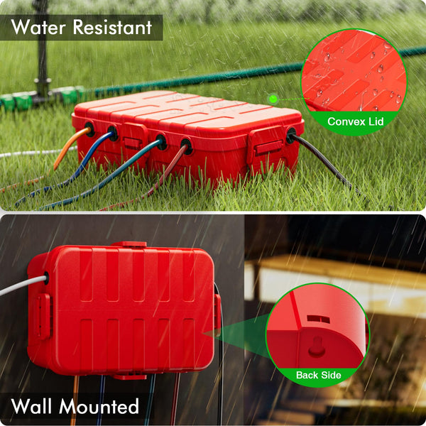 RESTMO Extra Large Waterproof Electrical Box, IP54 Weatherproof Outdoor Outlet Cover, Protect Outlet, Plug, Timer, Power Strip (Not Included), Holiday Light Decoration, 32 x 22 x 13 cm, Black