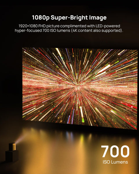 XGIMI Halo+ 1080P Portable Projector, 4K Input Supported, 700 ISO Lumens with Integrated Harman Kardon Speaker, Auto Focus&Keystone,ISA Technology, Android TV 10.0, Wireless Casting WiFi Bluetooth