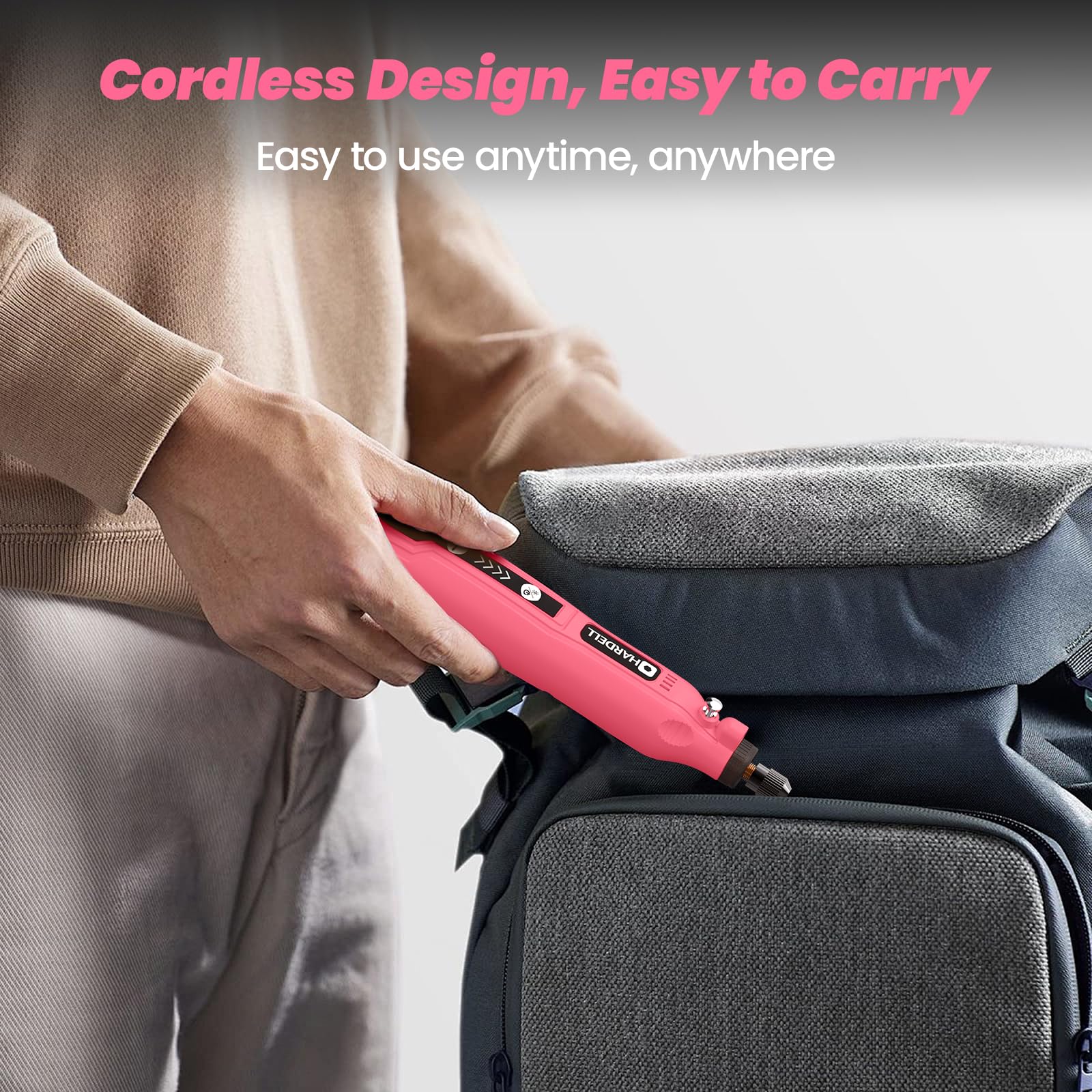 HARDELL Mini Cordless Rotary Tool, USB Charging, 5-Speed Rotary Tool Kit with 61 Accessories, Multi-Purpose 3.7V Power Multi Tool for Sanding, Polishing, Drilling, Etching, Engraving, Cutting, DIY