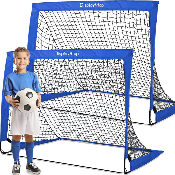 Display4top Set of 2 Football Goal with Carry Bag, Footballs Net for Kids Teens, Foldable Pop-up Goals Indoor Outdoor Sport Training for Garden, Park,