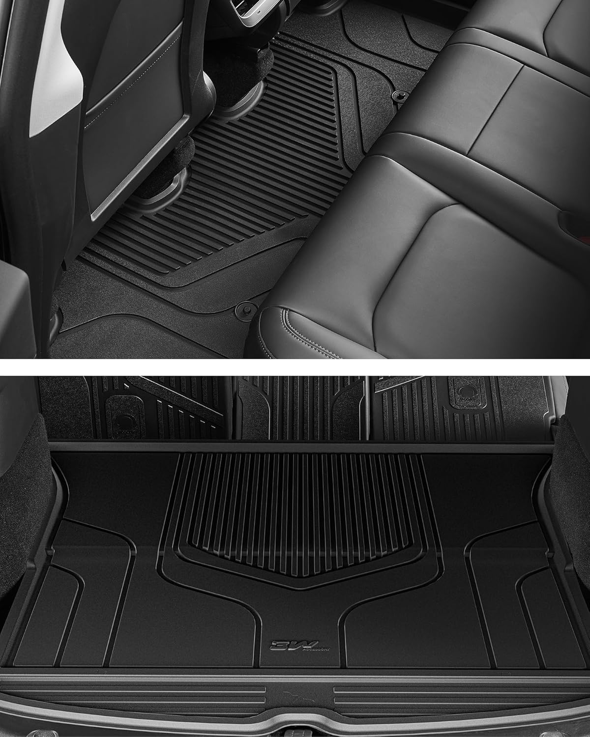 3W Floor Mats & Boot Liner Fit for Tesla Model Y 2021-2024 2025, All Weather TPE Pet Friendly Floor Liner Boot Mats, Heavy Duty Waterproof Easy Clean Tesla Accessories (6 PCS Not for Model Y Juniper)