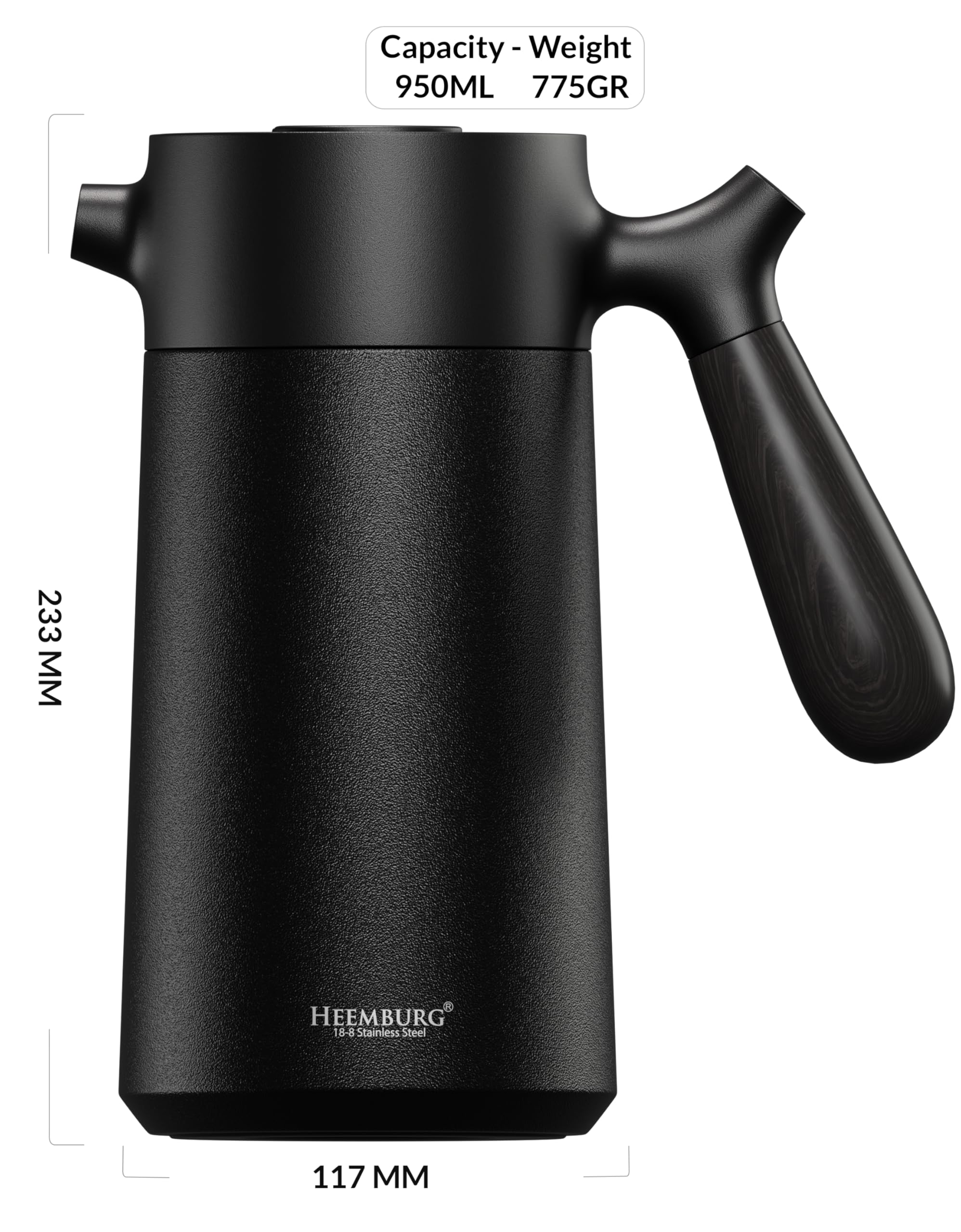 Heemburg French Press Thermal Coffee Maker Cafetiere Thermo Double Wall Insulated Vacuum Stainless Steel Manual Brewer