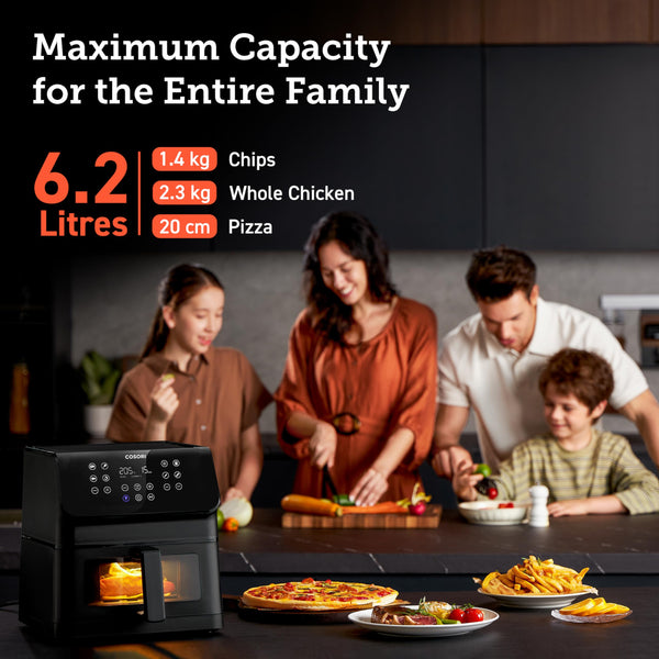 COSORI Smart Air Fryer Oven Dual Blaze 6.4L, Double Heating Elements, Cookbook, No Shaking & No Preheating, APP Control, 12 Functions, Air Fry, Roast, Bake, Reheat, Dishwasher Safe