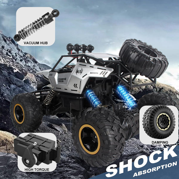 Jiakora RC Cars Remote Control Car 1:12 Off Road Monster Truck,Metal Shell 4WD Dual Motors LED Headlight Rock Crawler,2.4Ghz All Terrain Hobby Truck with 2 Batteries for 60 Min Play,Boy Adult Gifts
