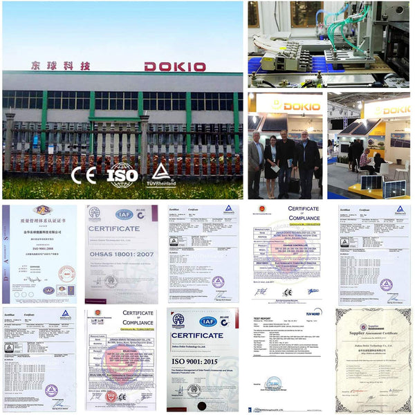 DOKIO Foldable Portable Solar Panel 100 Watt 12 Volt Monocrystalline Solar Suitcase with Waterproof Charge Controller