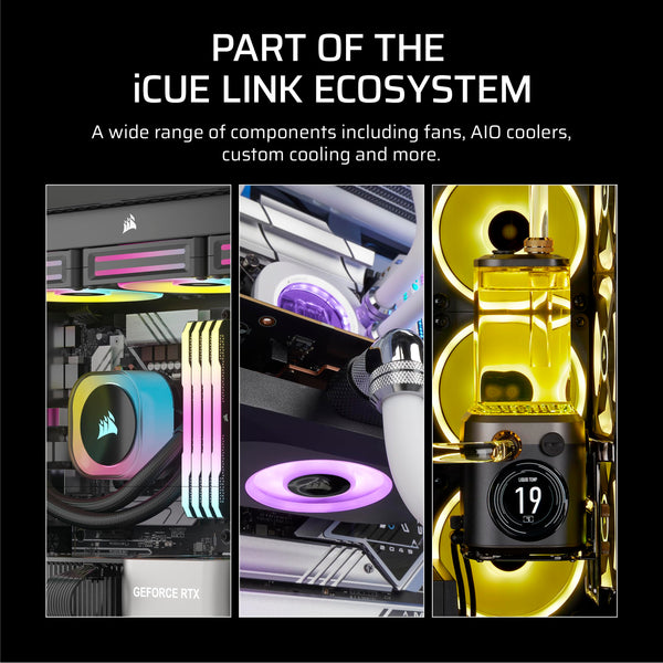 CORSAIR iCUE LINK RX120 MAX RGB 120mm PWM Thick Fans with iCUE LINK System Hub – High-Static Pressure – Magnetic Dome Bearing – Triple Pack – White