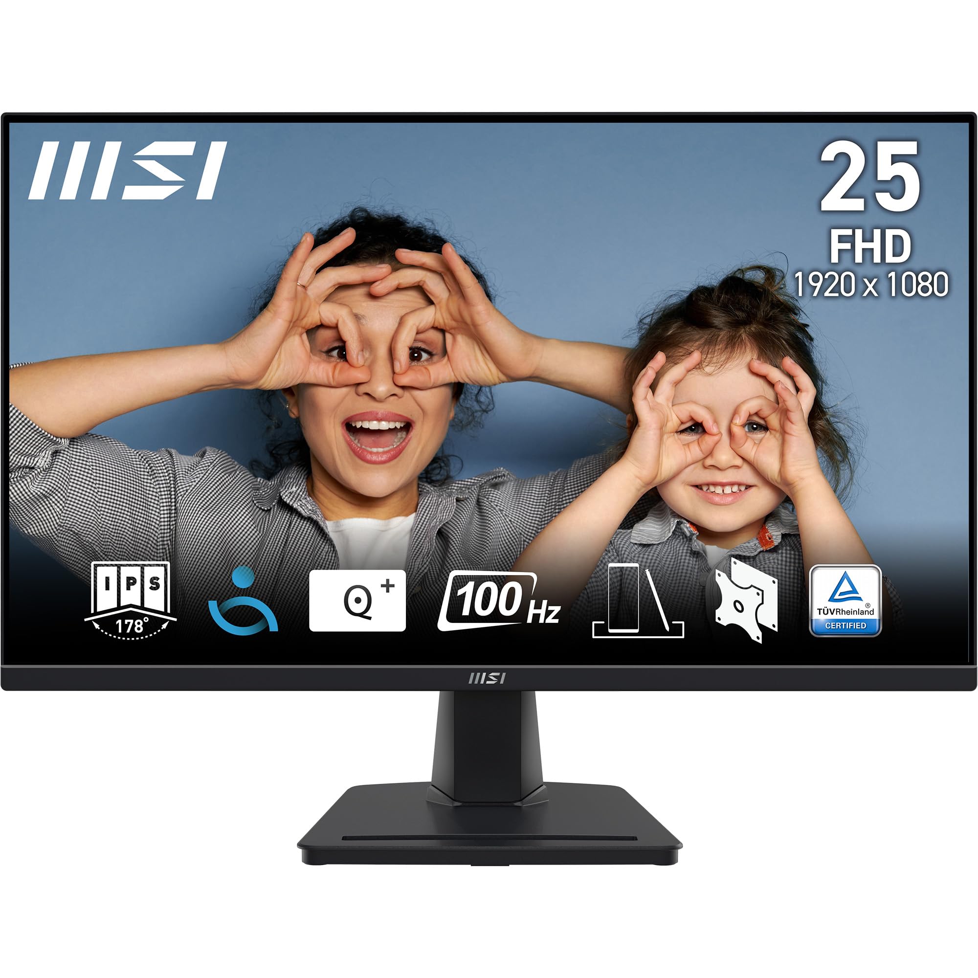 MSI PRO MP251 24.5 Inch Full HD Office Monitor - 1920 x 1080 IPS Panel, 100 Hz, Eye-Friendly Screen, Built-in Speakers, Tilt-Adjustable - HDMI 1.4b, D-Sub (VGA)