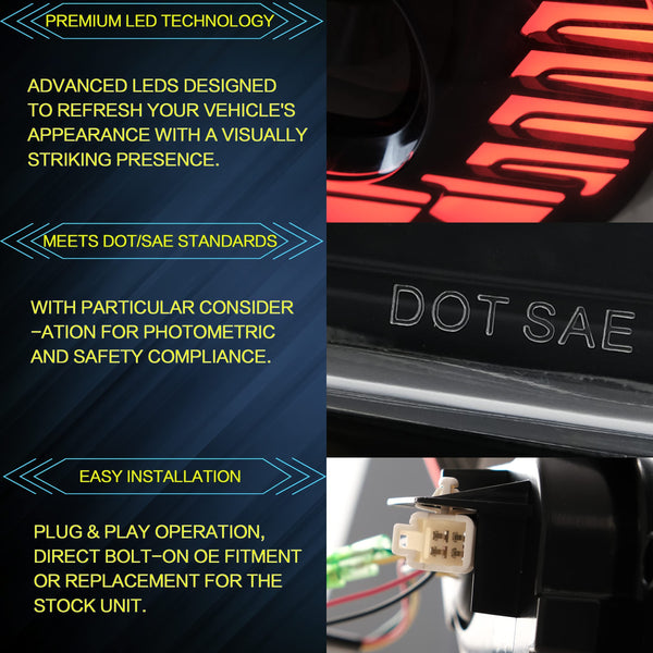 VLAND LED Tail Lights Compatible with Toyota 86 GT86 2012-2020/Subaru BRZ 2013-2020/Scion FR-S 2013-2020, Full LED Rear Light with Sequential Indicator, Red White Lens