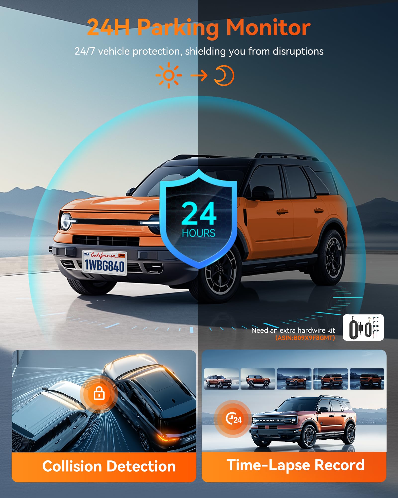 WOLFBOX G840S 12" 4K Mirror Dash Cam with 5.8GHz WiFi, 2160P Full HD Smart Rearview Mirror for Cars & Trucks, Front and Rear Dual Cameras, Night Vision, Reverse Assist, Included 32GB Card & GPS