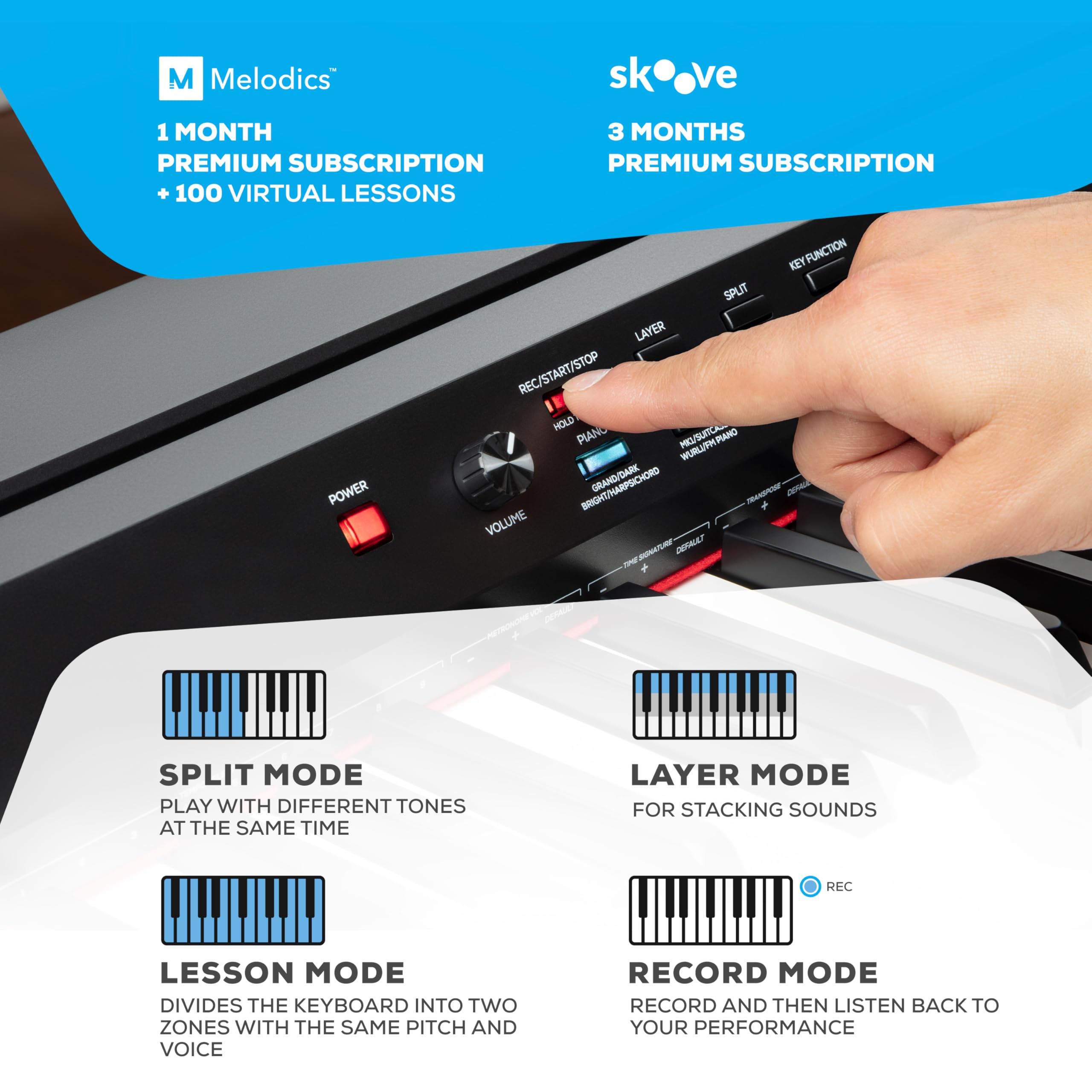 Alesis Recital Home Digital Piano with 88 Hammer Action Weighted Keys, Stand, Pedals and Lessons, Turquoise