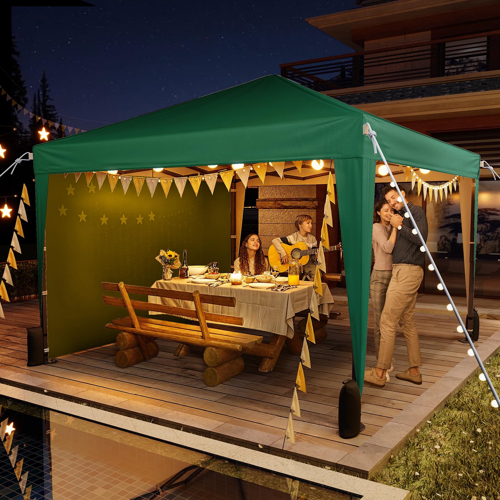 Driftalia Gazebo with Sides 3m x 3m, Waterproof Pop Up Gazebo with 4 Sandbags and Carry Bag for Parties, Camping, Commercial Events - Dark Grey