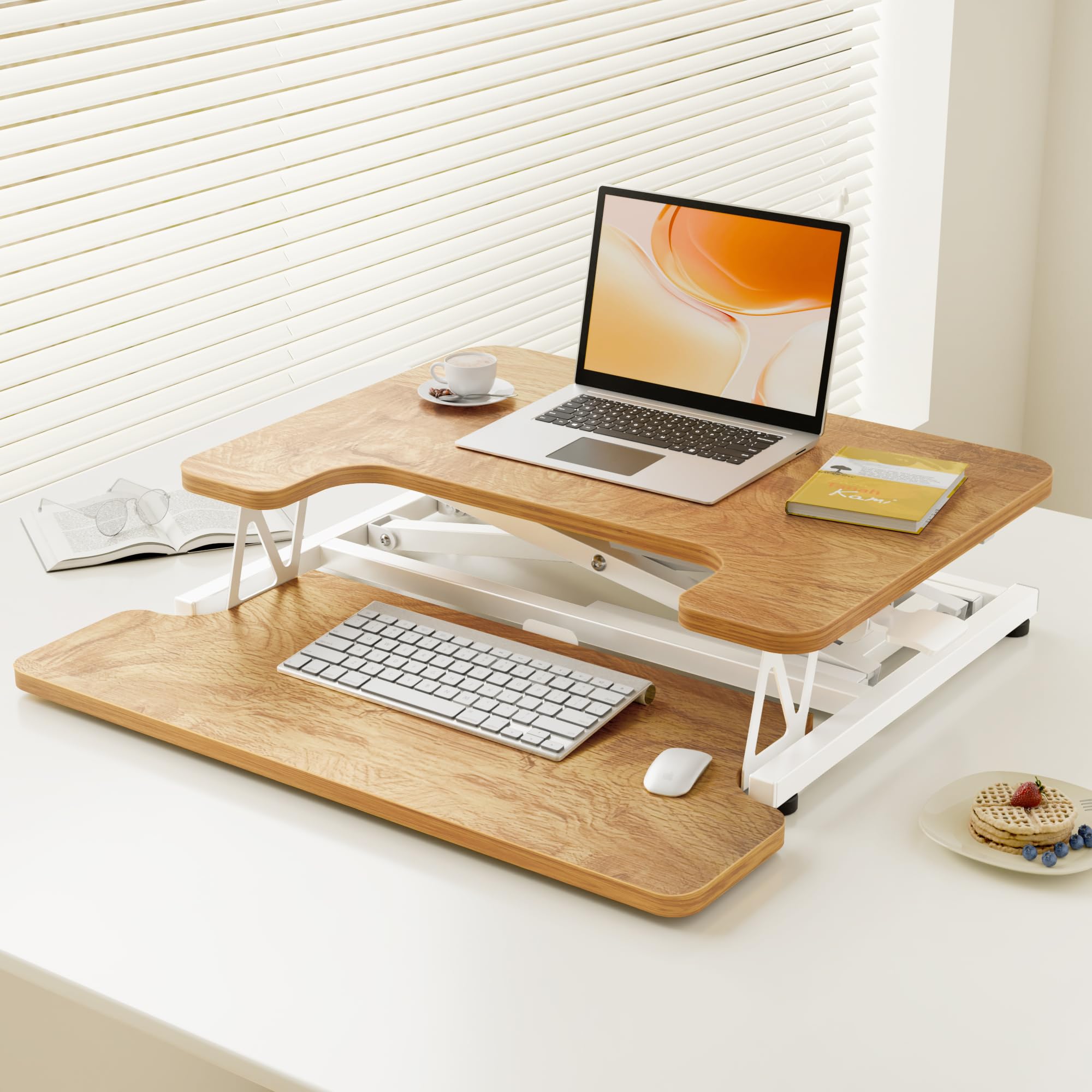 ERGOMAKER Standing Desk Converter, 36"/91cm Wide Height Adjustable Quick Sit to Stand Up Desk Riser for Dual Monitor