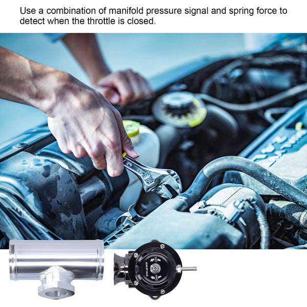 Turbo Blow Off Valve kit, Akozon Universal SDD‑BOVGRSBL FPG250 Aluminium Billet Turbo Blow Off Valve with 2.5in Flange Pipe Type‑RS(Purple)