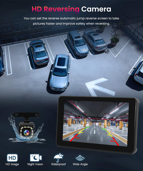 Wireless Carplay Android Auto Screen Portable Car Stereo, Hodozzy 7 Inch HD IPS Touch Screen Car Radio with OTA SuperLink/Mirror Link/Bluetooth/Voice Control/AUX/FM Transmitter+HD Backup Camera