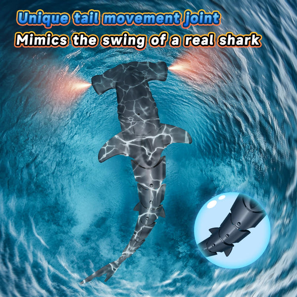 fygurso Remote Control Shark Toys High Simulation, Summer Water Toys for Kids, for Boys Ages 6+, Party Fun Games for Pool & Bath (Gray)