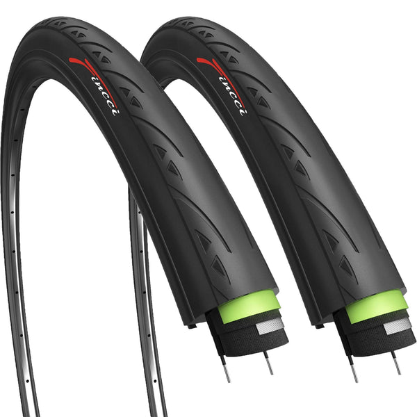 Fincci Racing Bike Tyres 700x25c - Pair Slick Tires 25-622 with 3 mm Nylon Protection, 60 TPI, Specialized for Race, Gravel, Carrera, Road and Touring